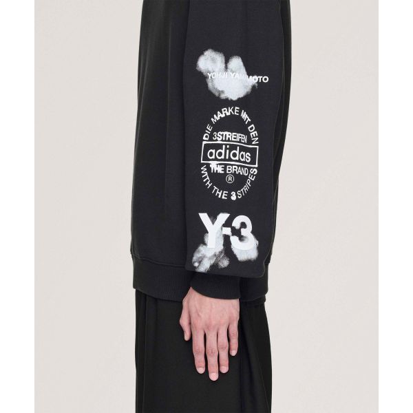 Y-3 Graphic Crew Sweatshirt Black Women Tops JX4749
