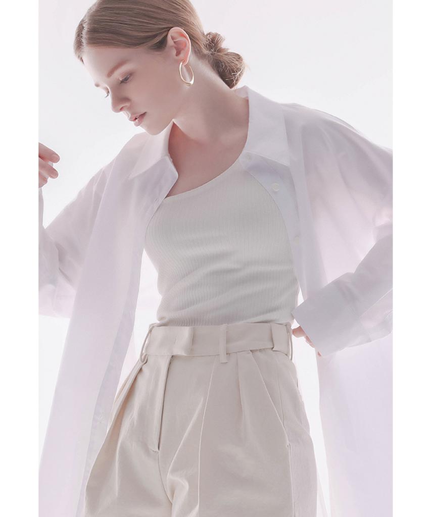 Kankeu Hidden Band Cotton Bermuda Shorts - Cream