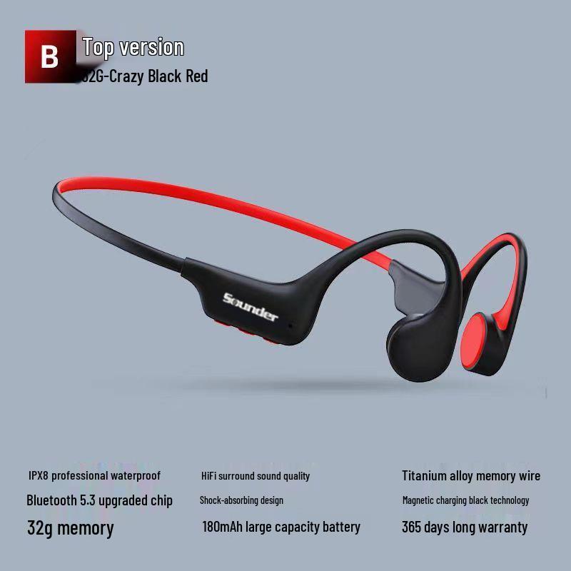 New 32GB Waterproof Bone Conduction Bluetooth Earphones for Sports
