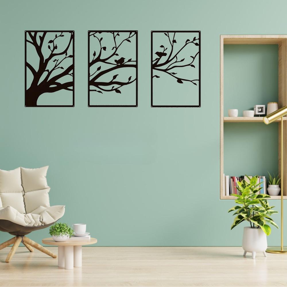 3pcs/set Tree Of Life Metal Wall Art - Branches Decor for Living Room & Office Wall Decoration