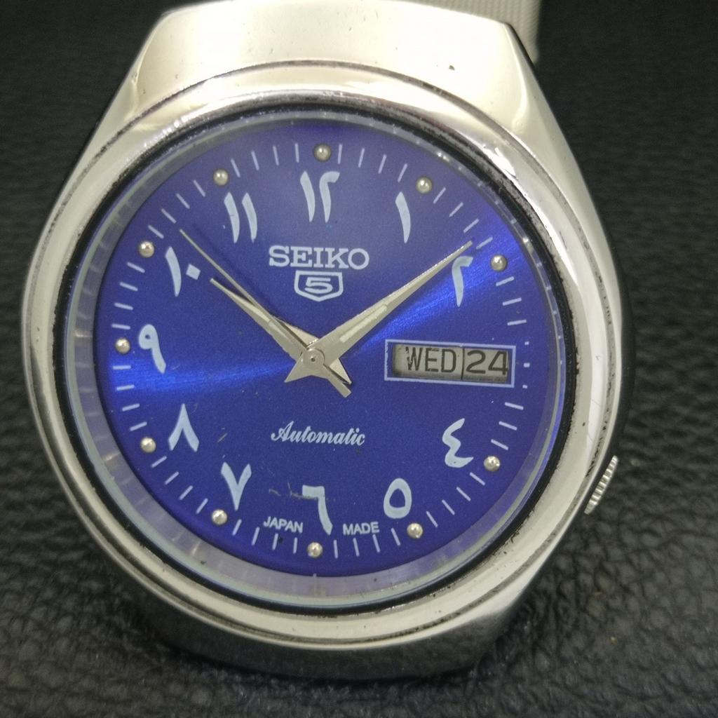 SEIKO 5 AUTOMATIC VINTAGE 7009A JAPAN MENS ARABIC BLUE DIAL WATCH a702116-5 R208-a702116