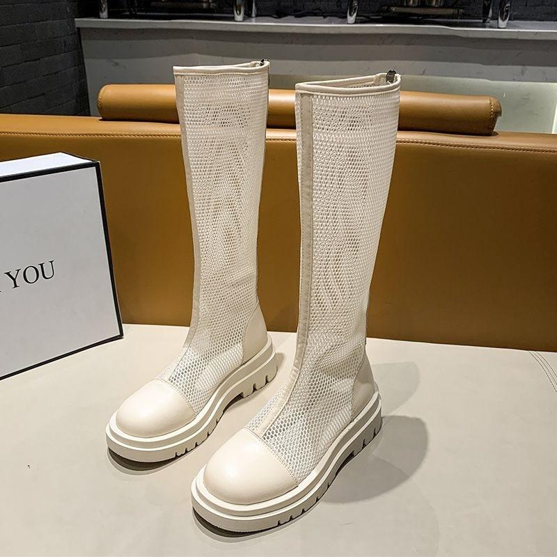 

Новые белые ботинки женские летние тонкие дышащие сетчатые ботинки hollow knight небольшая внутренняя платформа толстая подошва сетка 40