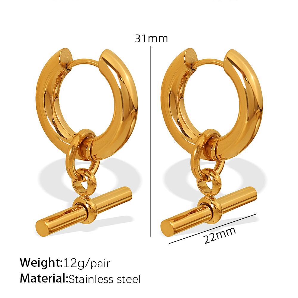 

Stylish OT Buckle Pendant Necklace & Earring Set: High-End Collarbone Chain Earring Collection