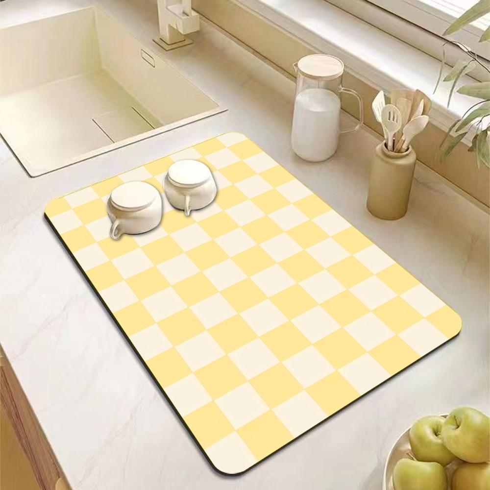 Alfombrilla de Goteo para Máquina con Patrón de Tablero de Ajedrez Suela de Goma Antideslizante Anti-Suciedad para Cafetera Fregadero de Cocina Encimera de Baño
