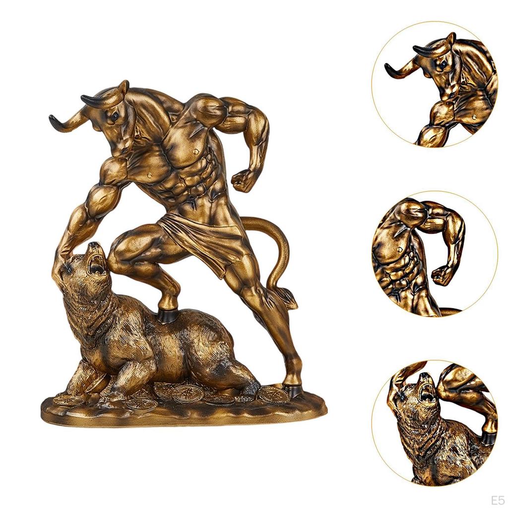 Statue Animal Sculpture Ornament Decorative Home Office Decor Resin Figurine for Stock Market Lovers
