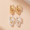 Retro Stainless Steel Square Earrings for Women Double Loop Design Drop Earrings Gold Silver Color Geometric Round Earrings