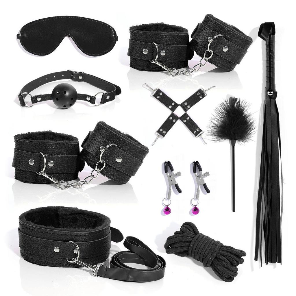 Couples Set Bondage Handcuffs 10piece Whip Sm Training Props