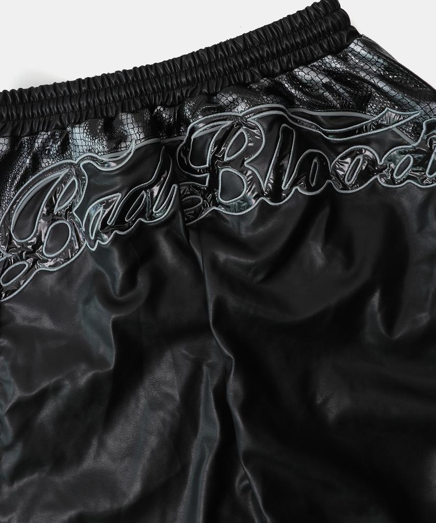 BADBLOOD Contrast Leather Track Pants - Black Python