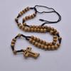 Handmade Devotional Wood Beads Rosary Necklace with Crosses Pendant for Christian Prayer Ceremony Jewelry Neckpiece