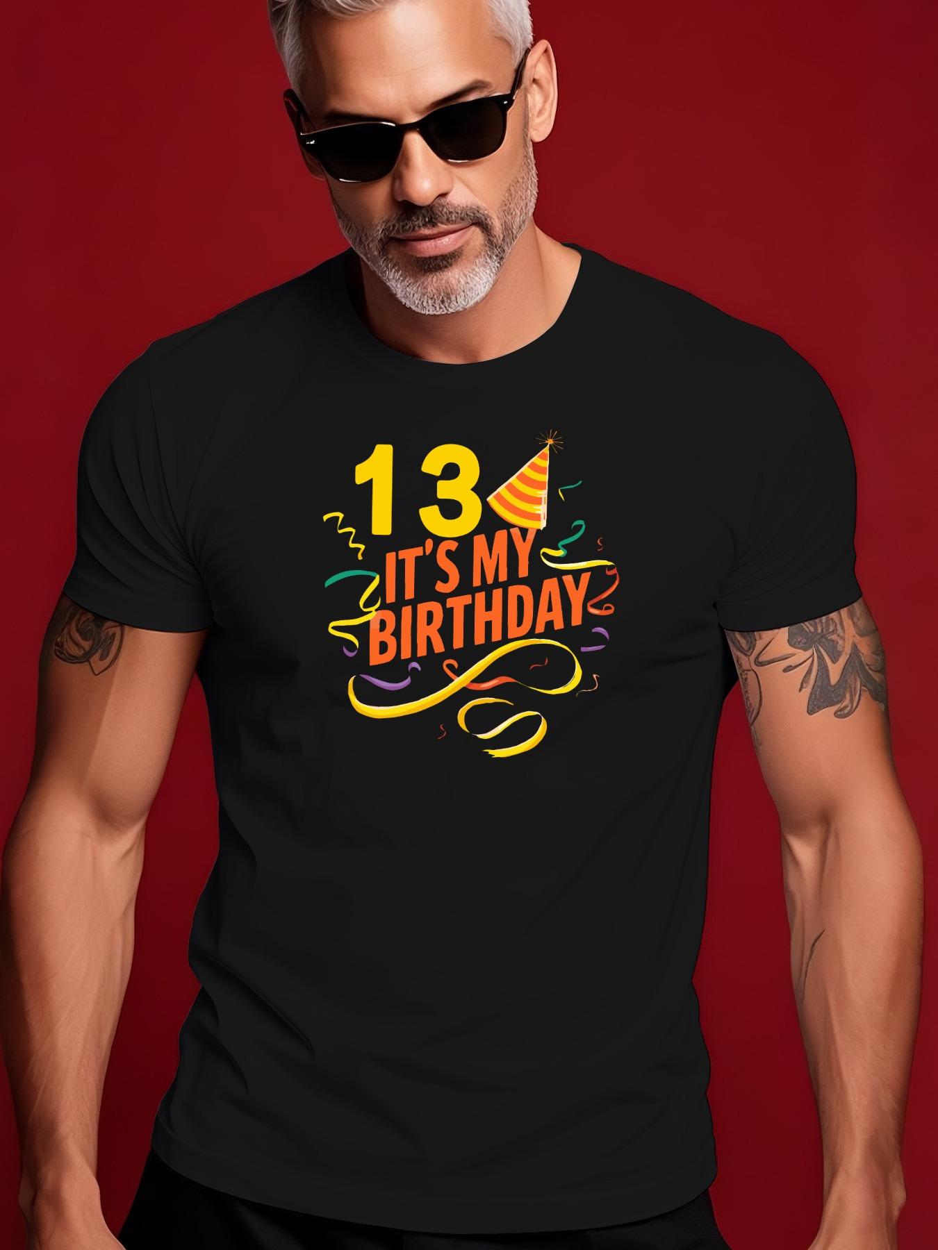 Crew Neck Tshirt with It S My 13th Birthday Graphic - W... XXL