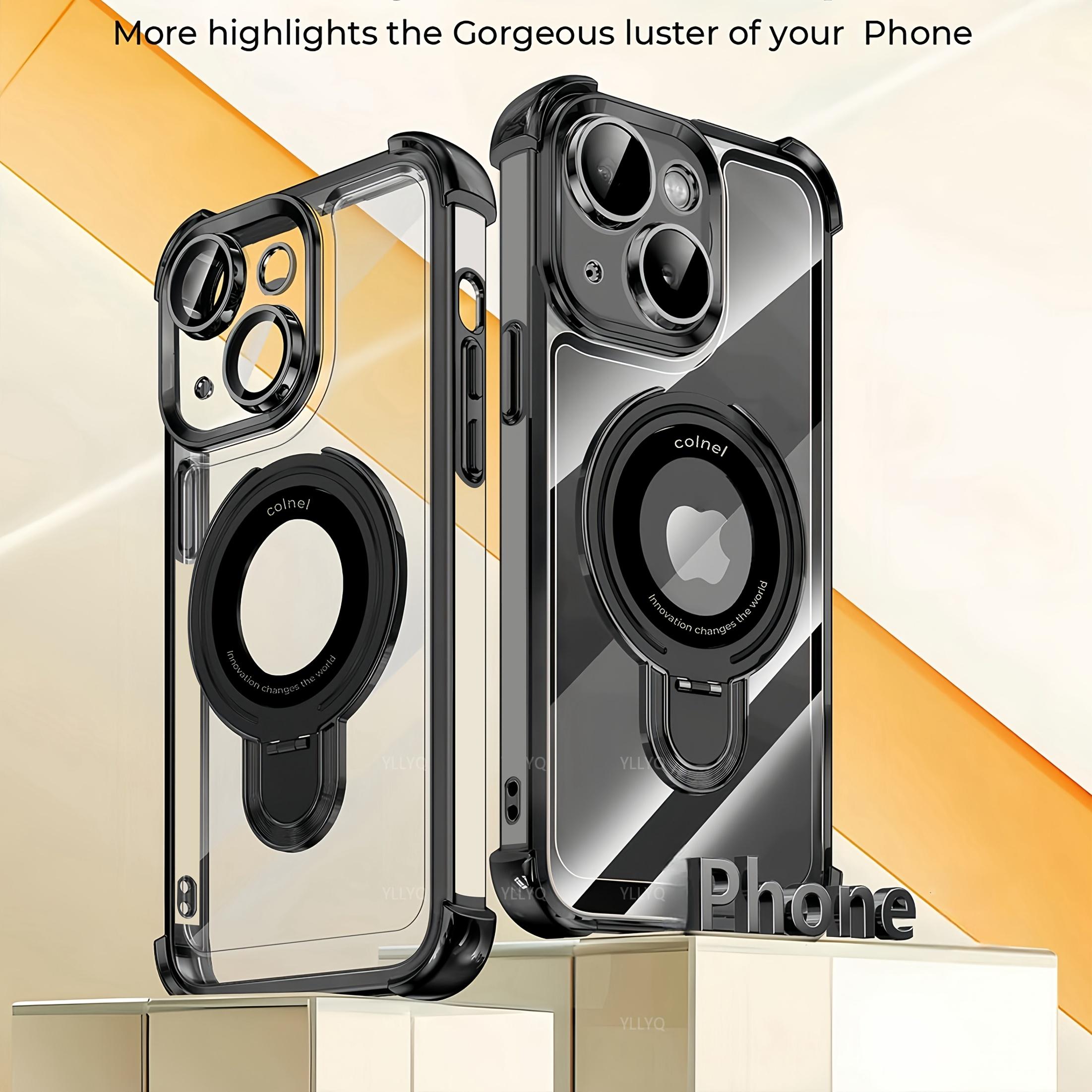 

Clear Magnetic Kickstand Case for iPhone 17/16 Pro Max - Electroplated Shockproof Protective Cover iPhone 11 чёрный