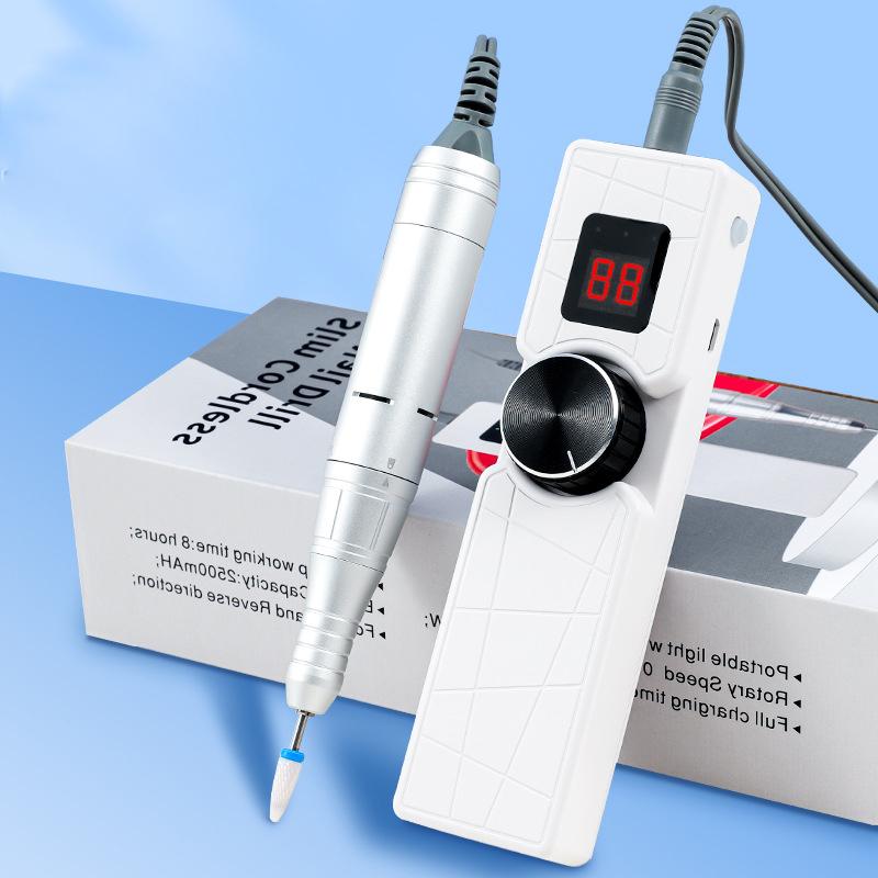 

Машинка для нігтів 35000 об/хв з HD РК-дисплеєм, акумуляторна, портативна машинка для свердління та фрезерування нігтів white білий