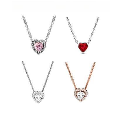 Heart Necklace Elegant Silver Plated White Copper Pendant Women Collarbone Chain Romantic Gift for Her