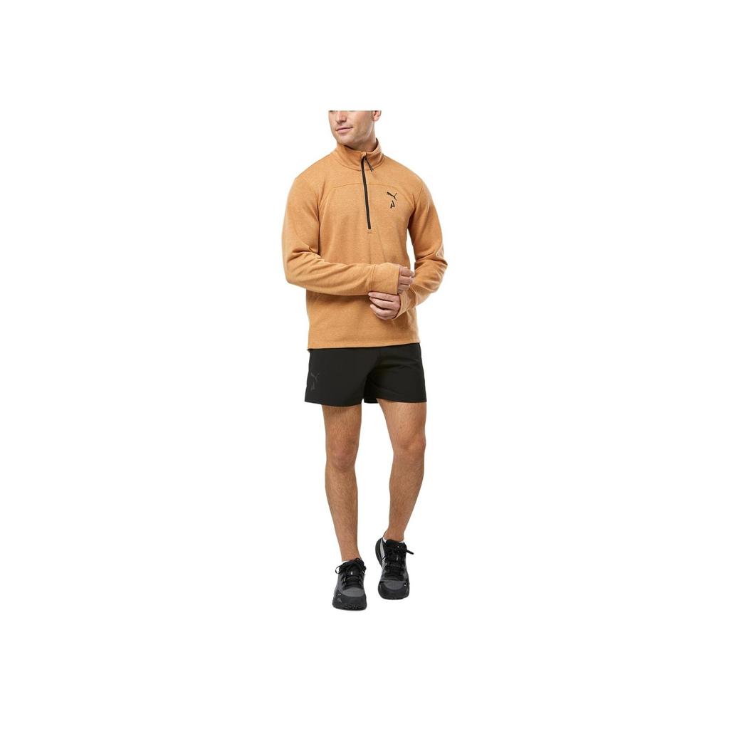 Puma Seasons High-End Outdoor Collection Logo Print Half-Zip Stand Collar Long-Sleeve T-shirt Men Tops Yellow 522568-74