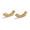 Yhpup Delicate Shiny Cubic Zirconia Stainless Steel Fashion Stud Earrings Minimalist 18K PVD Plated Unisex Jewelry Men Women