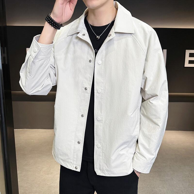 Jacket Men'S Spring New Loose Business Casual Cardigan Long Sleeve Top Short Simple Lapel Jacket