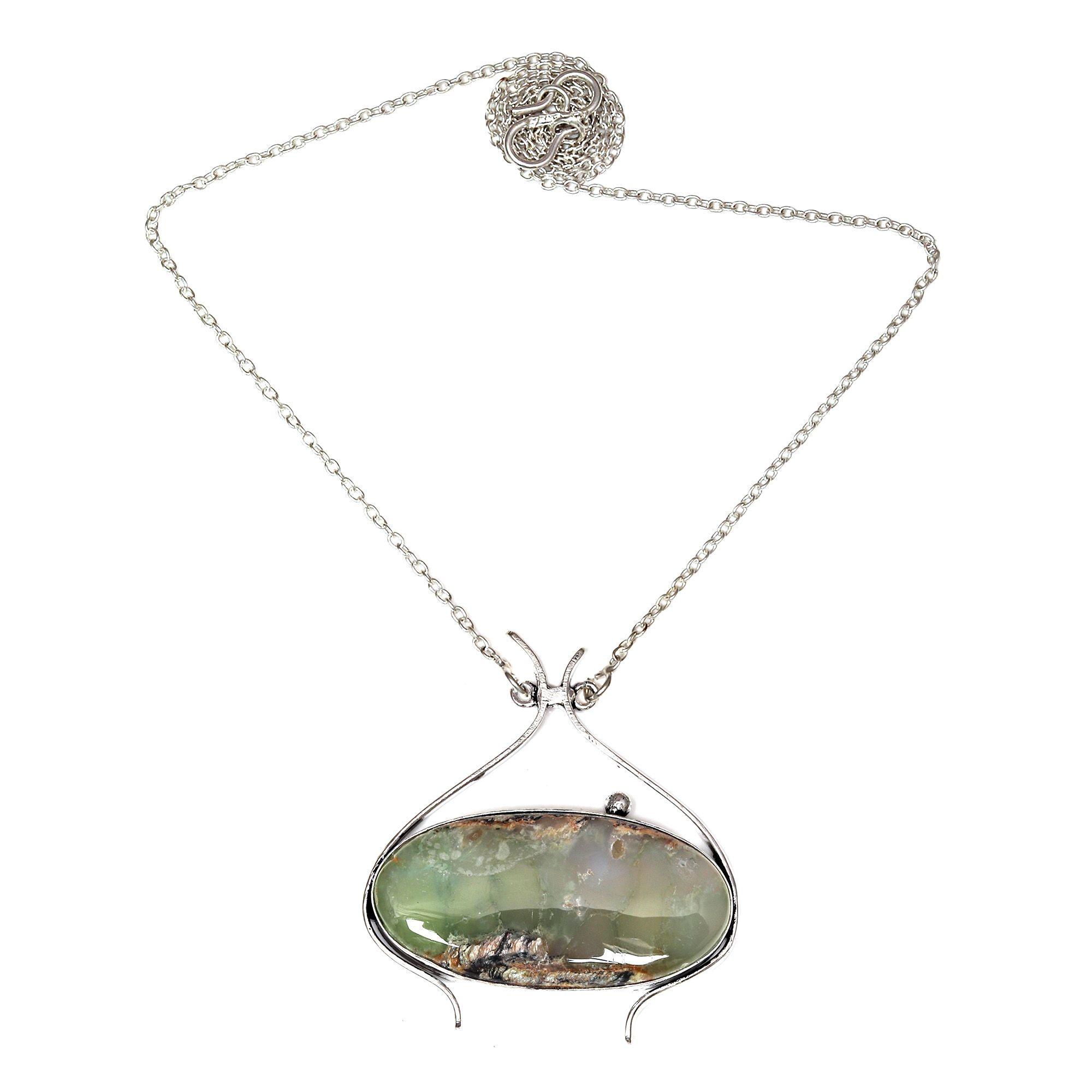 

Chrysoprase Gemstone Mother s Day Handmade Jewelry Necklace 20 in
