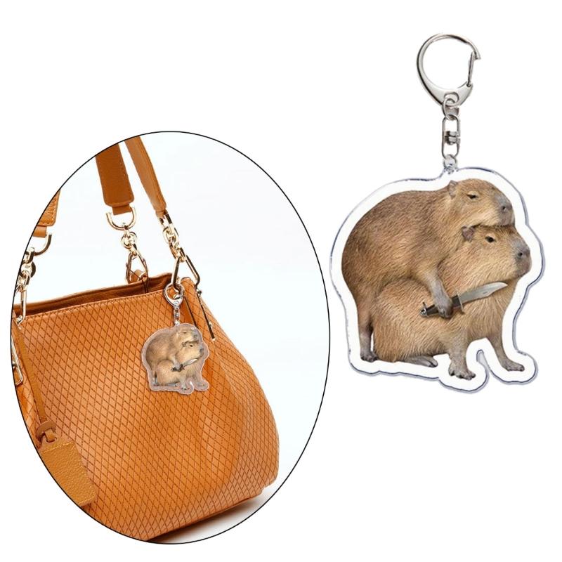 Cute Capybara Acrylic Keyring Cartoon Animal Capybaras Keychain for Keys,Wallets
