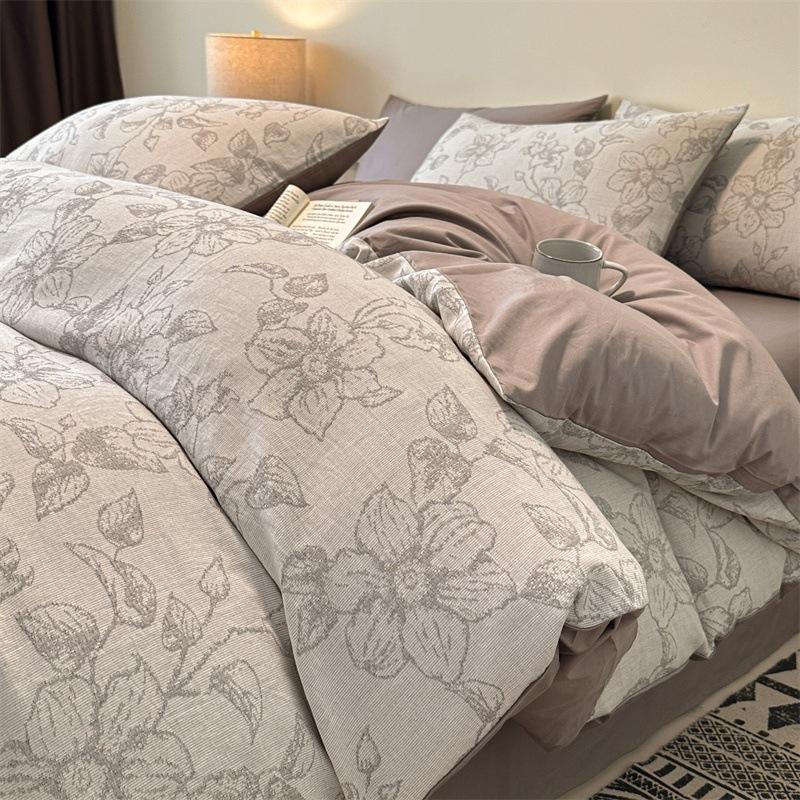 Class A 120 Maternal And Infant Grade Jacquard Pure Cotton 4Pcs Set Xinjiang Cotton Cotton Naked Sleeping Sheet Quilt Cover Mattress Model