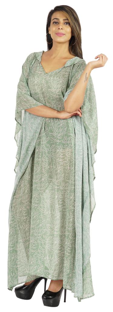 Moomaya Hooded Caftan For Women's Long Printed Bikini Cover Up Summer Turkish