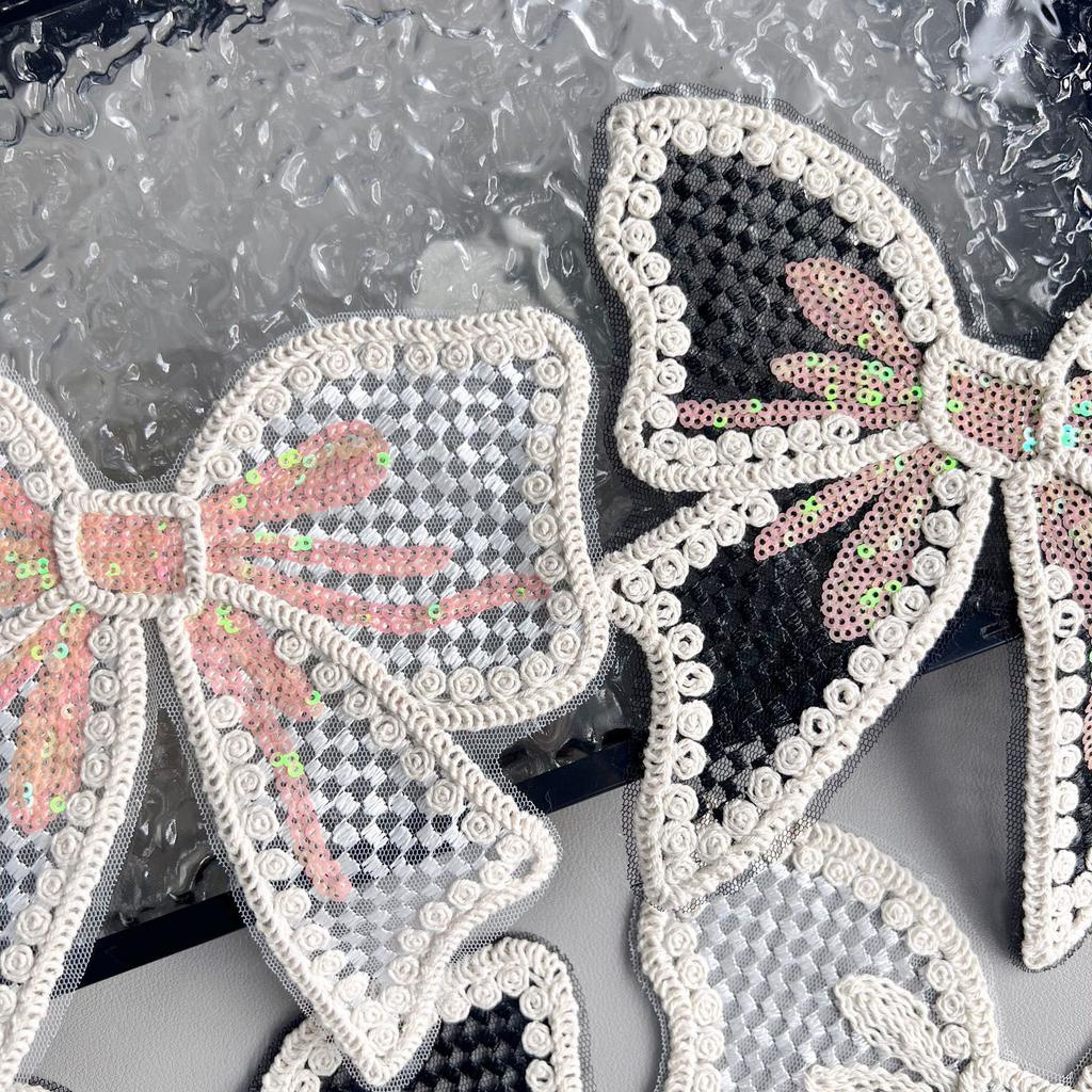 Stylish And Exquisite Organza Sequined Cotton Thread Bow Patch Clothing T-Shirt Top Sweater Decorative Cloth Sticker Accessories