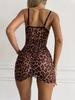 MIRABELLE Wild Leopard Dress Slim Fit Corset Sheath Dress Sexy Ruffles  Woman Clothes Strappy Nightgown With Thongs