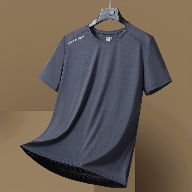 Unisex Summer Quick-Dry Ice Silk Sports T-Shirt - Breathable, Casual, Round Neck, Short Sleeve.