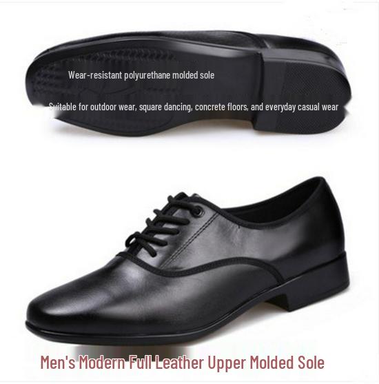 Men's Genuine Leather Perforated Dance Shoes for Waltz & Modern Square Dance