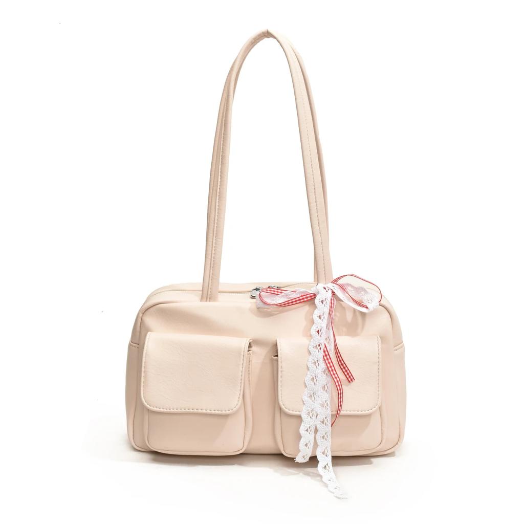 Cute Bow Designer Underarm Bags for Women  New Fashion Solid Large Capacity Women's Handbags Pu Leather Shoulder Bags