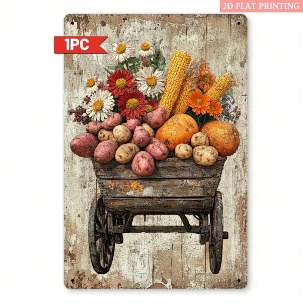 Metal Wall Art Vtg Retro Farmhouse Harvest Vegetable Kitchen Decor