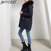 BITCED Fall/Winter Puffer Jacket for Women with Fleece Lining, Fur Collar, Hooded Warm Coat, Loose-Fit Cotton Jacket