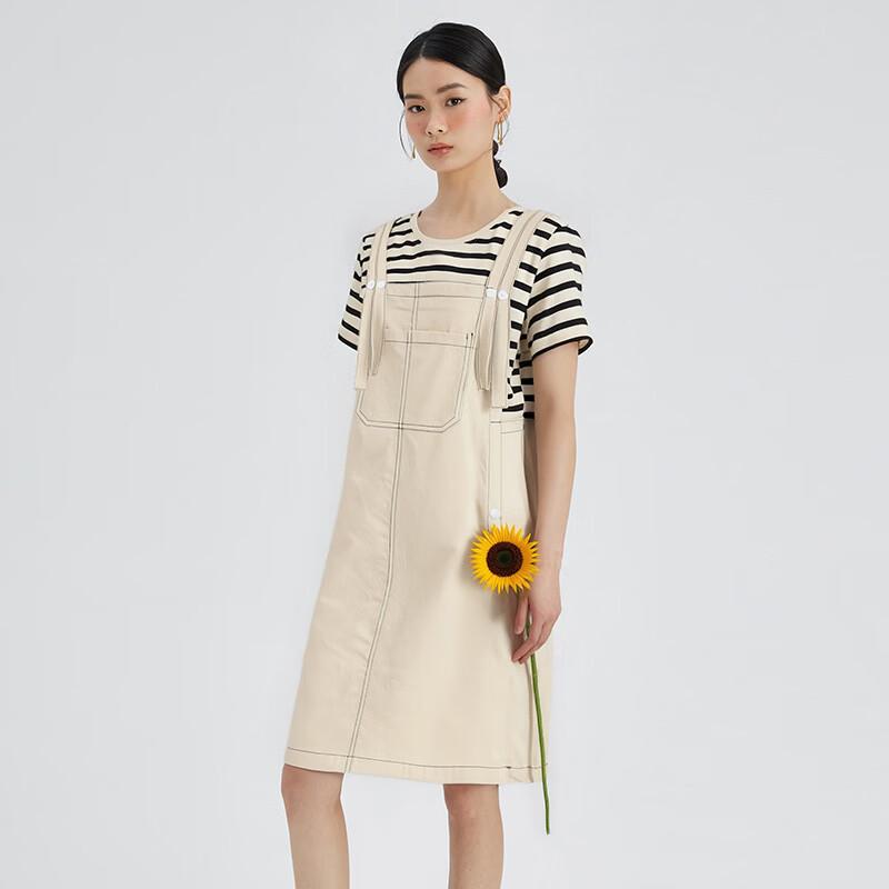 Faux Two-Piece Patchwork Short-Sleeve Casual Dress