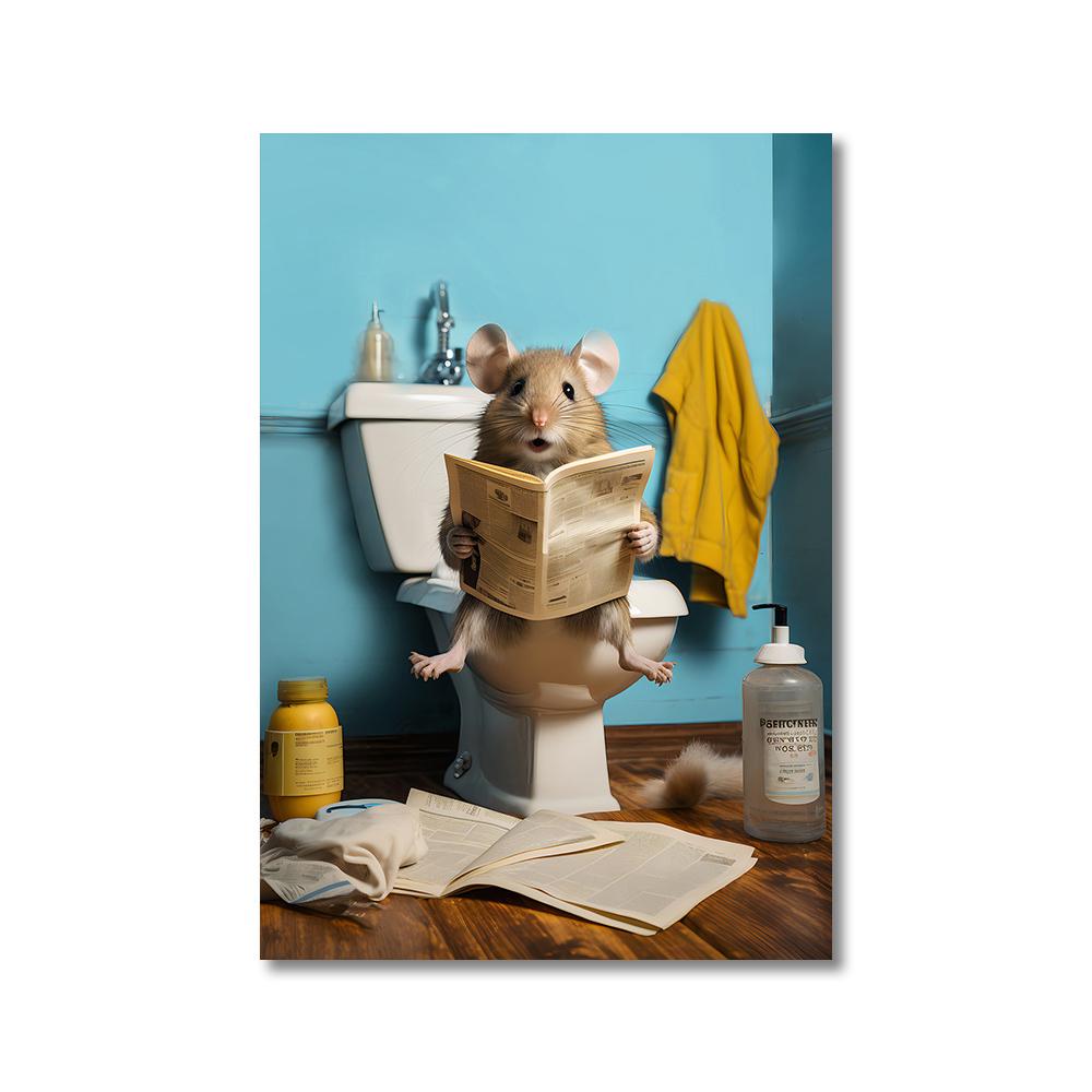 Funny Animals Toilet Canvas Painting Prints Gorilla Elephant Cat Dog Wall Art Poster Picture for Bathroom Room Home Decoration