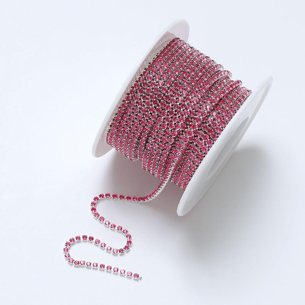 Silver bottom dense claw glass crystal rhinestone claw chain, color inlaid crystal diamond chain DIY mobile phone material sticker diamond accessories