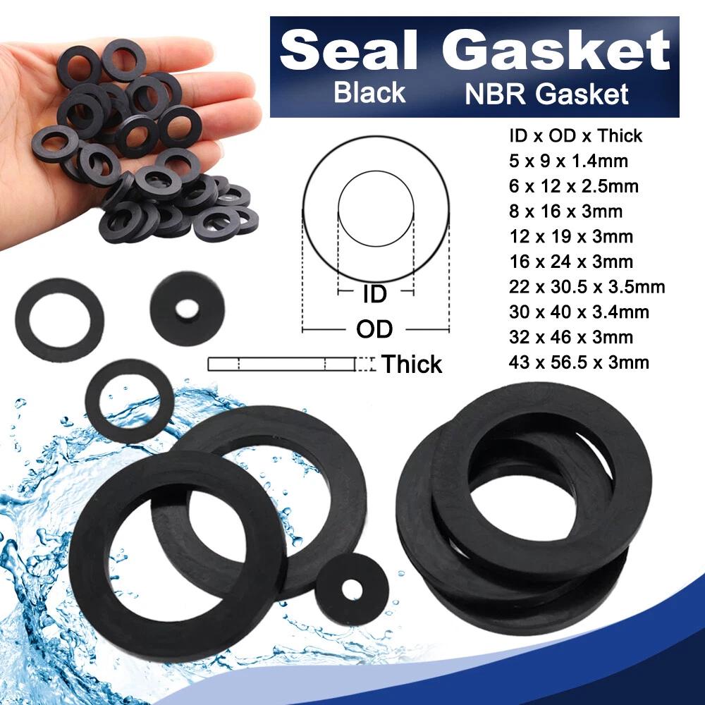 1/8" 1/4" 3/8" 1/2" 3/4" ~ 2" BSP NBR Nitrile Rubber Washing Machine Shower Hose Washers Gaskets SealsWasher Thick 1.4mm-3.5mm
