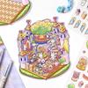Kawaii Mini Cartoon Rainbow Castle Cabin Landscape Stickers Visual 3D Stacking Miniature Scene Pocket Cabin Children Stickers
