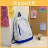 Simple Color Blocked Letter Print Student Casual Backpack For Students And Daily Use