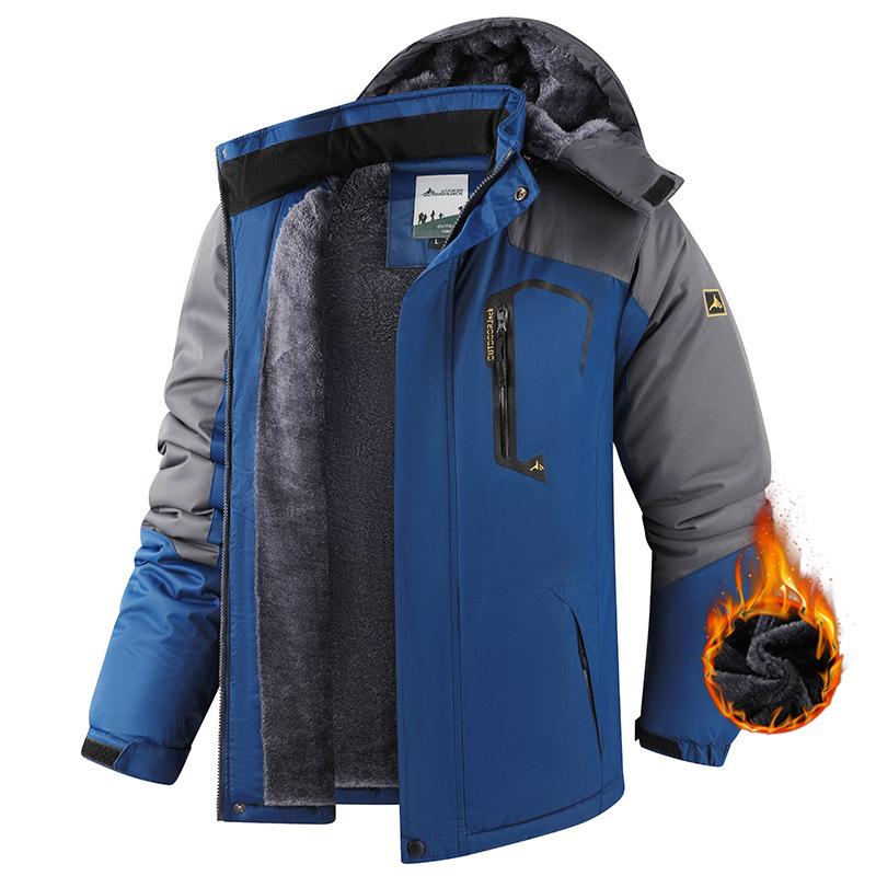 Cross-Border Outdoor Windproof Plus-Size Fleece-Lined Winter Windbreaker Jacket for Skiing and Fishing
