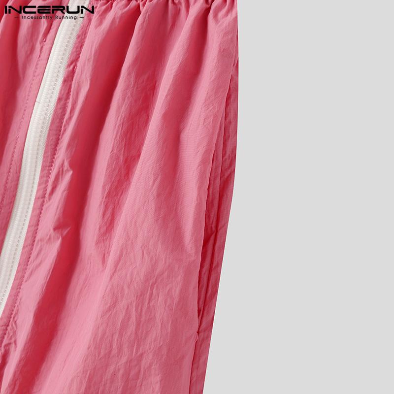 INCERUN Men Elastic Waist Zipper Split Shorts Sport Homewear Mini Pants