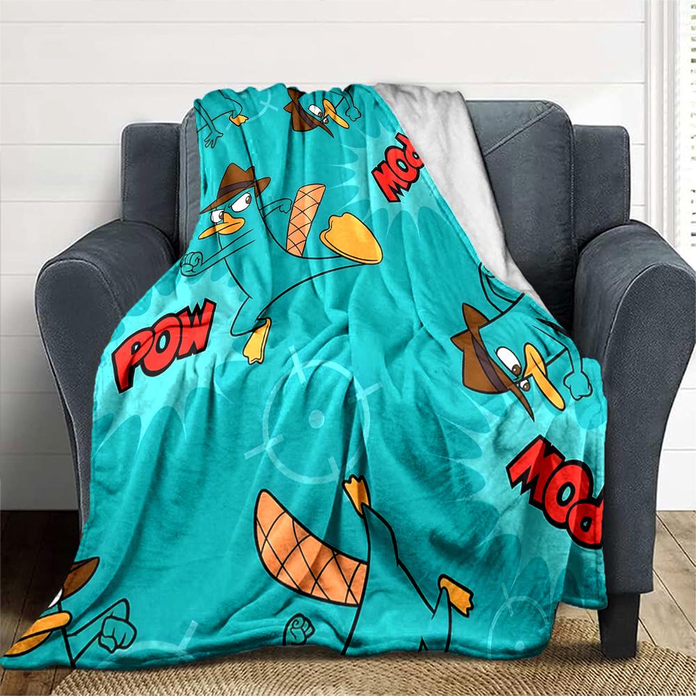 1pc Phineas and Ferb2 Blanket, Gift, for Men and Women, Soft Blanket, Good for Sofa Bed Couch Travel, Lightweight Flannel Blanket