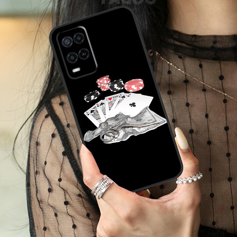 Ace of Spades Poker Case For Oppo A16 A76 A96 A17 A18 A60 A80 A40 A38 A58 A78 A98 A94 A74 A54 A15 A57 A77 A5 Pro
