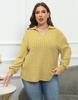 Women's Tops Polo Collar Sweater Pit Striped Base Shirt Casual T-shirt Versatile Pullover