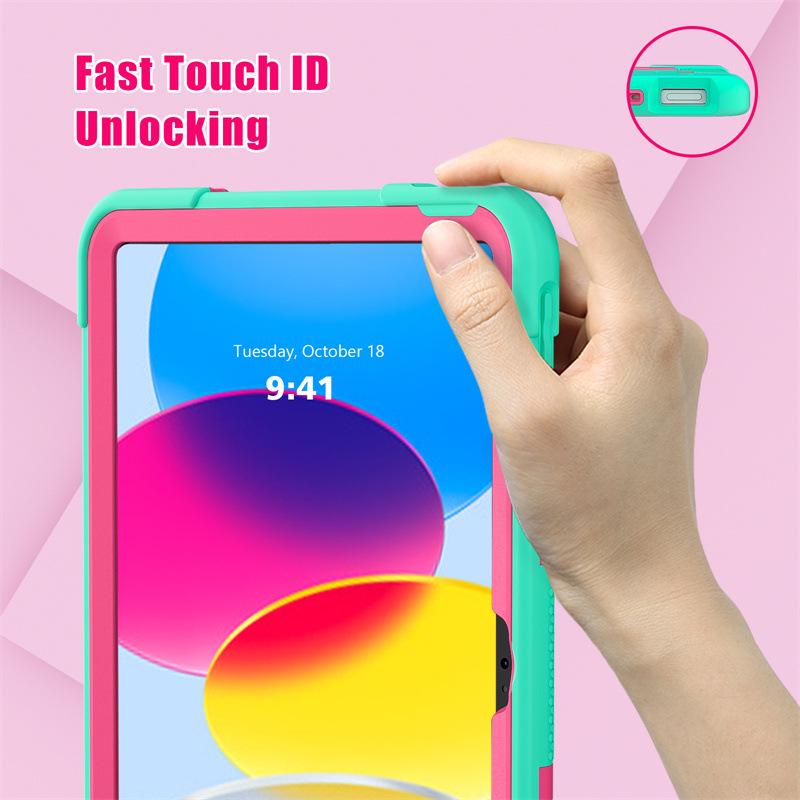 iPad 10th Gen 2022 Silicone Case with Stand, Drop-proof, Color Block Design, Full Coverage for iPad A16 11th Gen