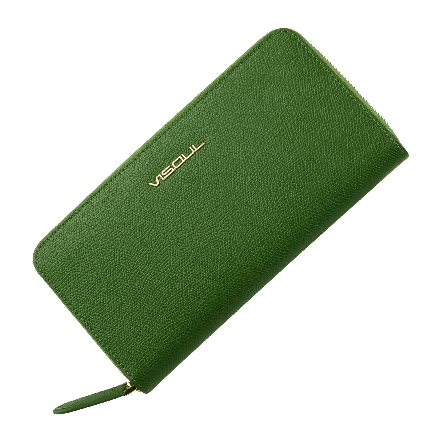 

Женский длинный кошелек, Натуральная кожа, VISOUL Leather, Молния YKK, RFID-защита, Кожа коровы, Кошелек для монет, Большая вместимость, Многофункциональный мужской