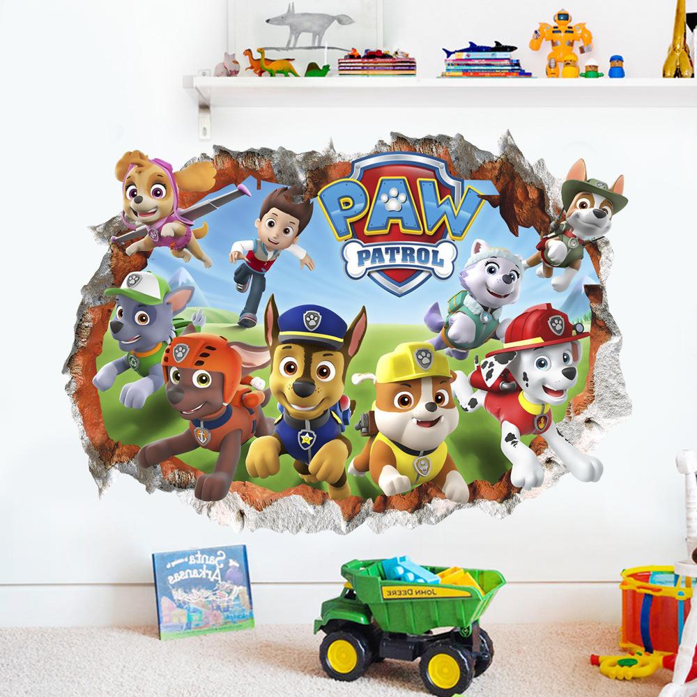 Cartoon 3d Paw Patrol Wall Stickers For Kids Rooms Living Room Boys Girls Children Bedroom PARTY DIY Home Decor