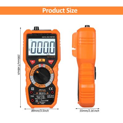 Digital Multimeter, True RMS Voltage Meter, Electrical Tester, 6000 Counts, Measuring AC DC Voltage Current, Frequency,