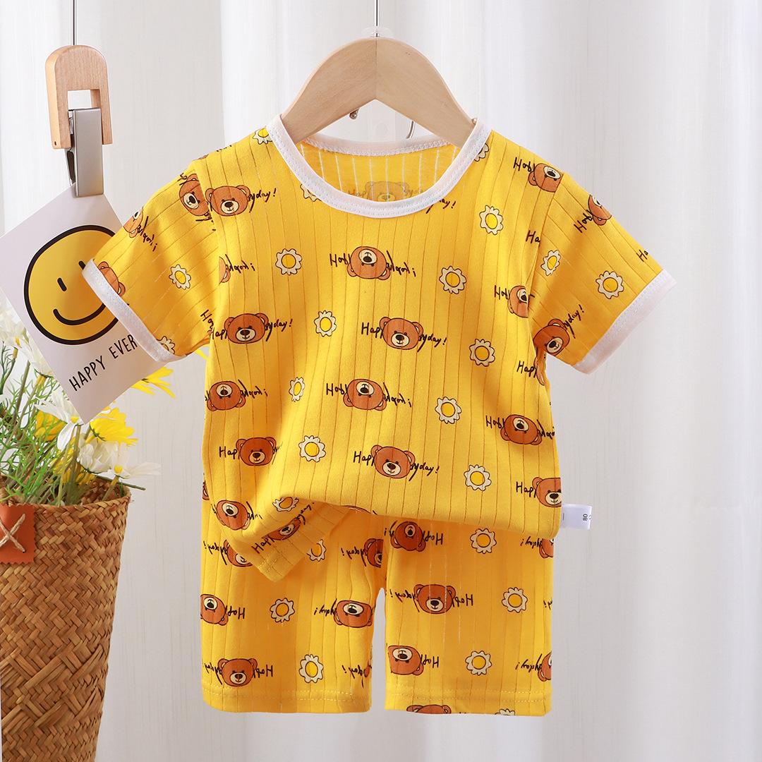 

Дитячий домашній одяг Комплект нижньої білизни Повсякденна тонка літня бавовняна піжама для хлопчиків і дівчаток Два комплекти 110