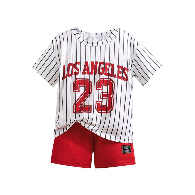 

Комплект детской одежды для мальчиков 4-8 лет в футбольном стиле: футболка и шорты 6Y