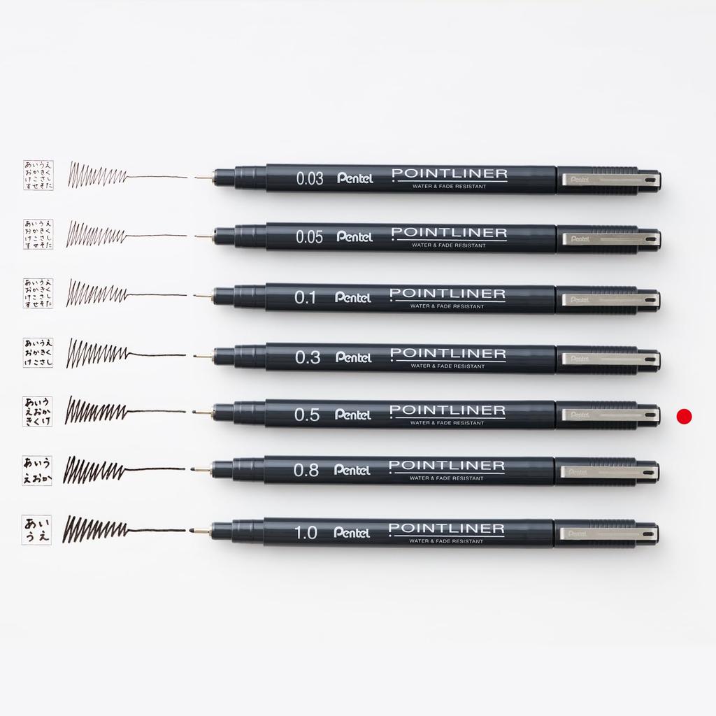 Pentel Point Liner 10 Water-Based Pen, 0.5mm, Black, Pens, S20P-5AD(10)