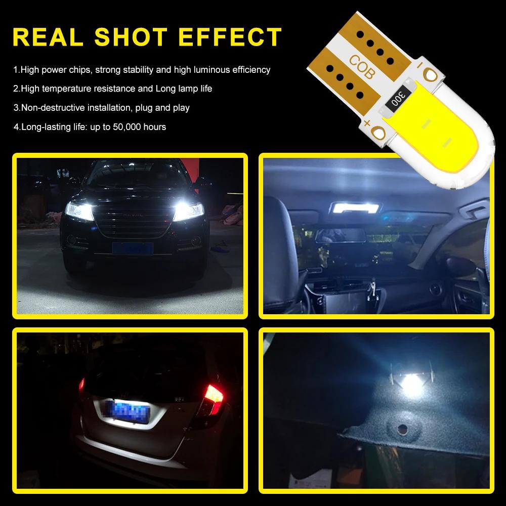 10Pcs T10 W5W LED Canbus Error Free Light COB T10 LED Light Lamp T10 W5W LED Bulb White Instrument Lights Lamp Car Accessories
